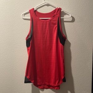 Hot pink with black mesh detailing racer cut tank